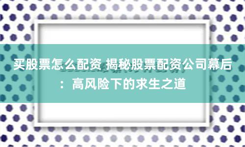 买股票怎么配资 揭秘股票配资公司幕后：高风险下的求生之道